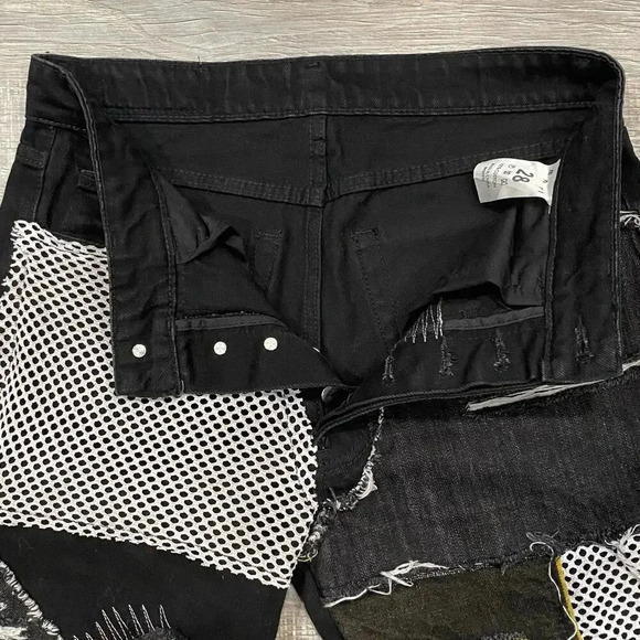 MNML Jeans Mens 28‎ Black Patchwork Distressed Grunge Biker Streetwear Punk - Picture 4 of 13